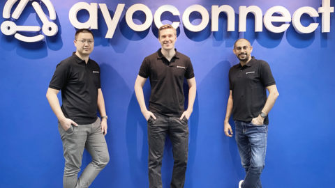 Photo of Ayoconnect’s co-founders. From left to right: Alex Jatra (CFO), Jakob Rost (CEO), and Chiragh Kirpalani (COO). Adi Vora, co-founder and CTO of Ayoconnect, is not in the photo. Photo from KrASIA’s archive.