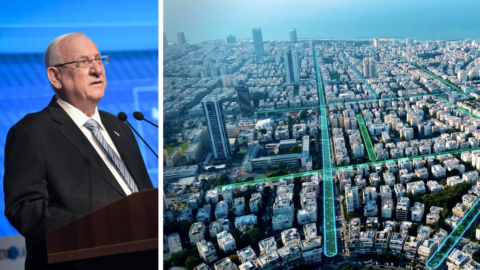 Former president Reuven Rivlin is joining Israeli smart road tech company Electreon, August 2021. Photos: Koby Gideon/GPO, Electreon. Courtesy of Electreon via NoCamels.