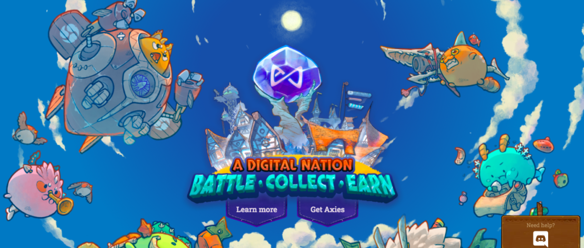 Screenshot of Axie Infinity's website. 