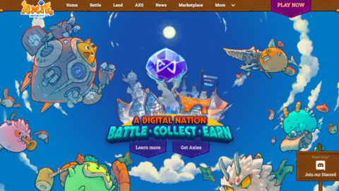 Screenshot of Axie Infinity's website. 