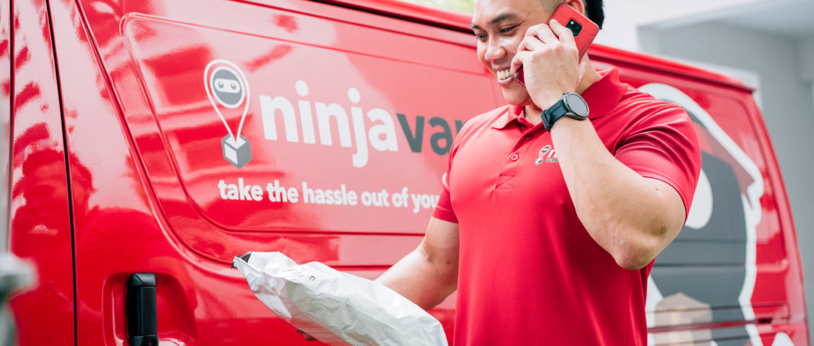 Ninja Van delivery personnel calling a customer. Courtesy of Ninja Van.