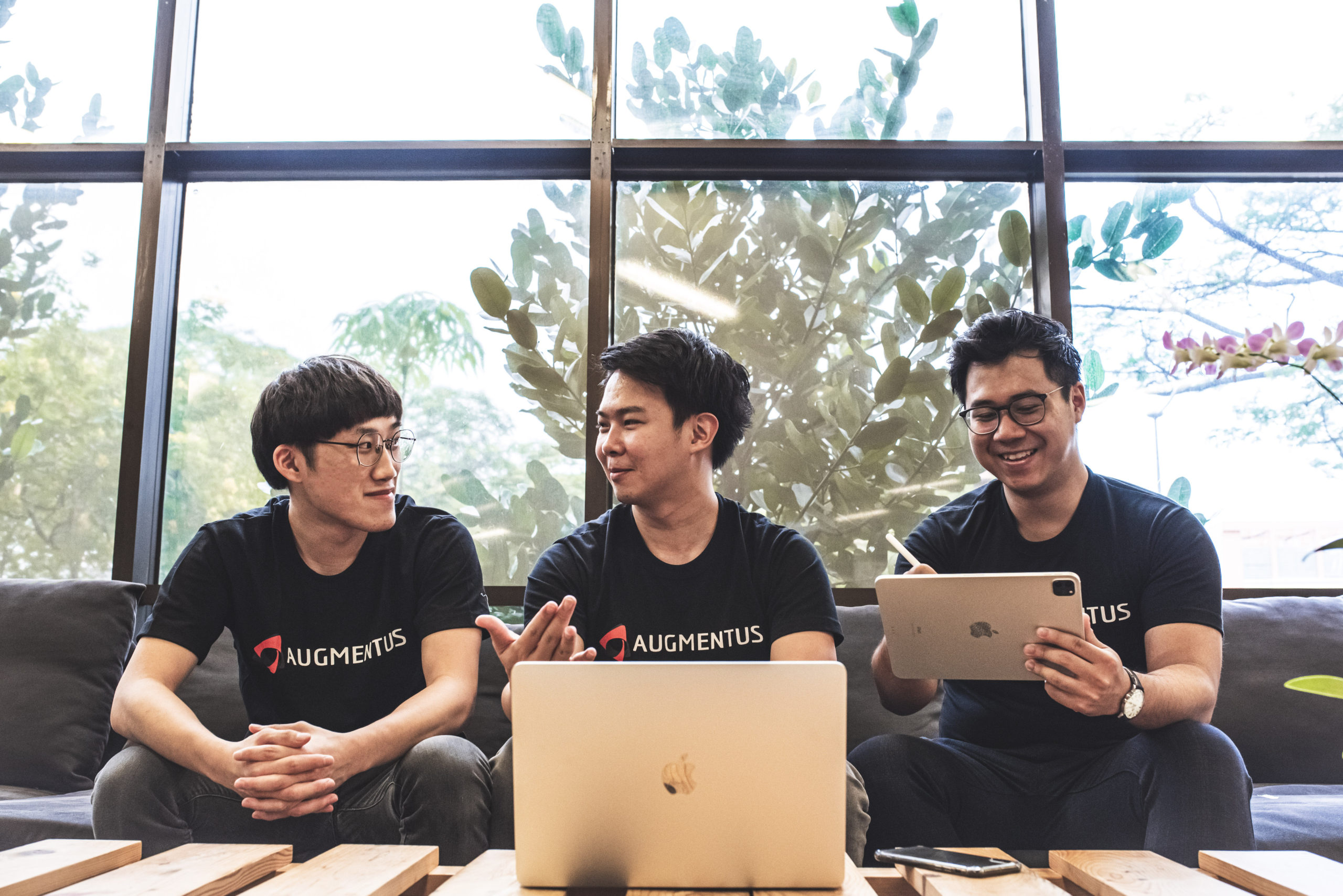 From left to right, Chong Voon Foo, Leong Yong Shin, and Daryl Lim, co-founders of Augmentus. Photo courtesy of Augmentus.