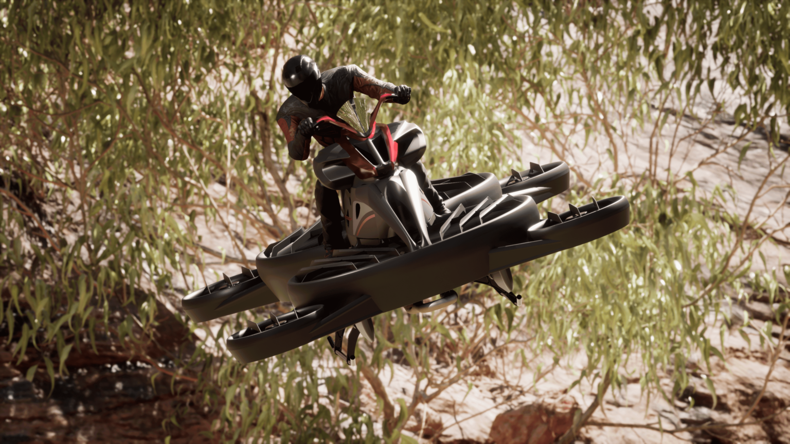 XTurismo Le flying motorcycle. Photo courtesy of A.L.I. Technologies 