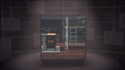 Each side of the cube leads to a new space where a part of Moncage’s story takes place. Gif courtesy of Optillusion.