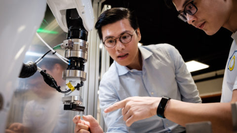 Photo of Pham Quang Cuong (left) and Hung Pham, co-founders of Eureka Robotics. Photo courtesy of Singapore's Nanyang Technological University.