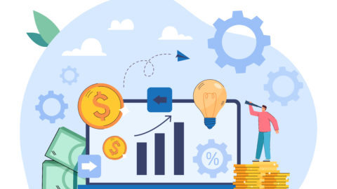 Business innovation based on alternative financial services. Digital currency market or exchange, financial technology flat vector illustration. Fintech, startup, economy, finances concept for banner