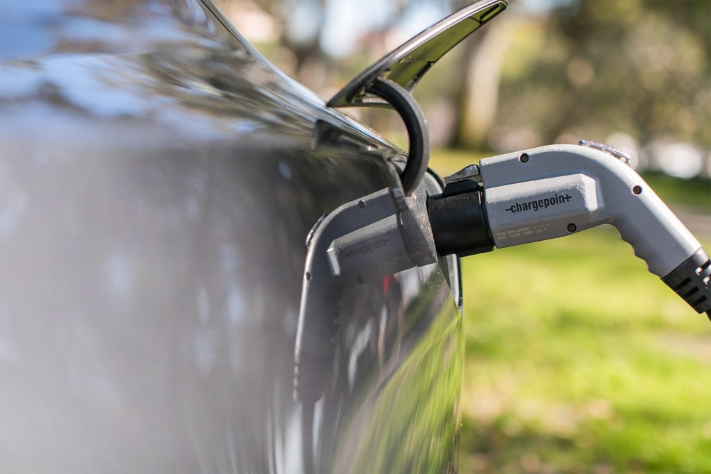 Photo of an EV charging station.