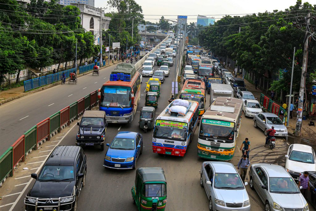 Photo of vehicle traffic in Bangladesh.