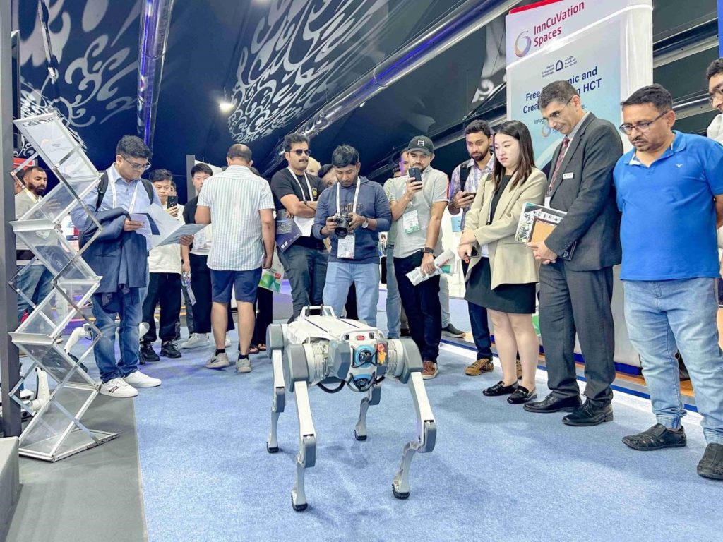 Photo of the X30 quadruped robot being put through the paces at GITEX Global 2023.