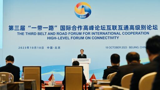 Photo of Indonesian President Joko “Jokowi” Widodo speaking during the Third Belt and Road Forum for International Cooperation, held at the China National Convention Center on October 18.