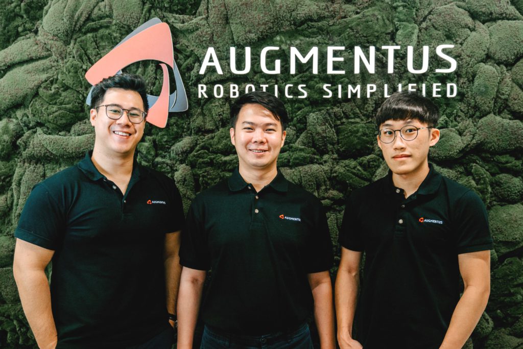 Photo of Augmentus’ co-founders. From left to right: Daryl Lim, Leong Yong Shin, and Chong Voon Foo.
