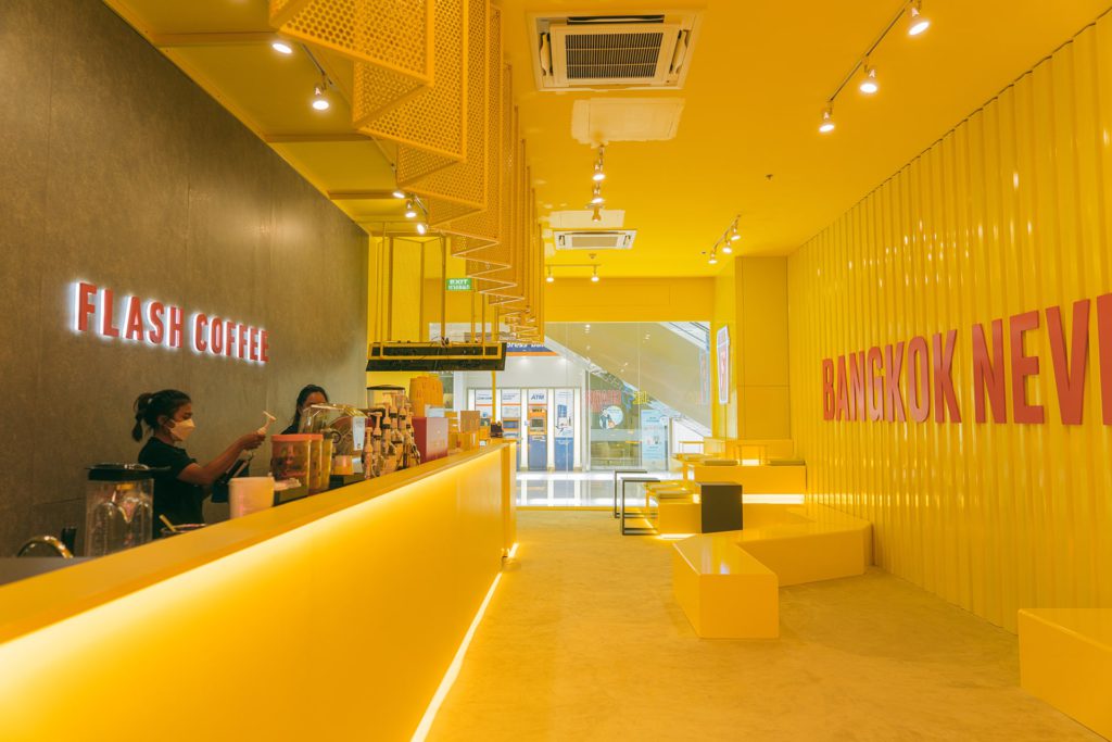 Photo of a Flash Coffee store in the AIA Capital Center in Bangkok, Thailand.