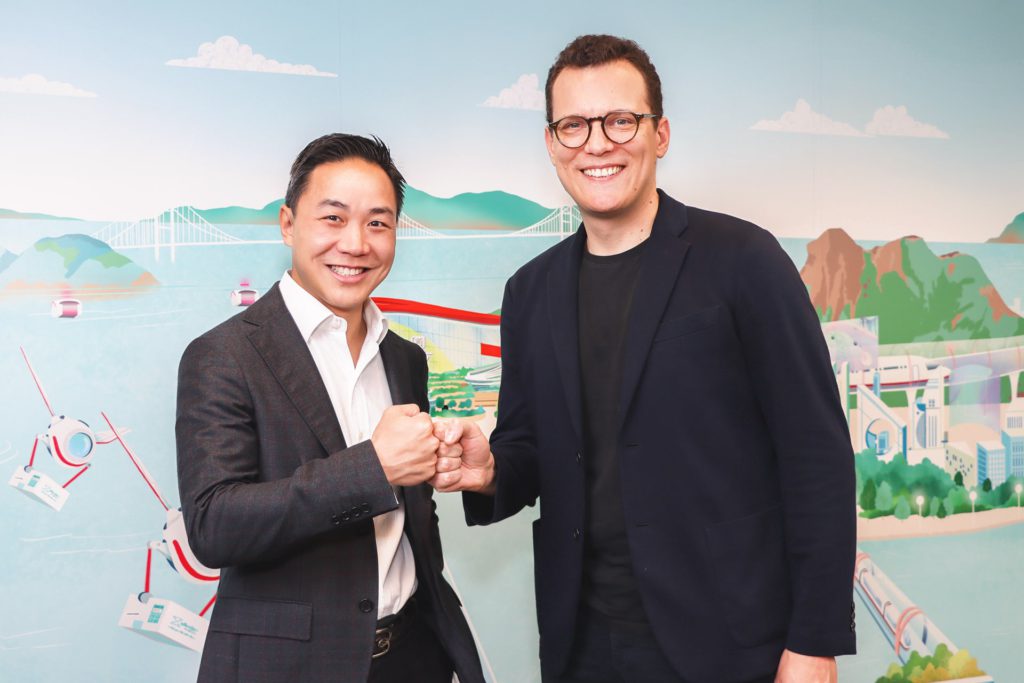 Photo of Michael Chan, managing director of MTR Lab, and Benoit Dupont, co-founder and CEO of WeMaintain.