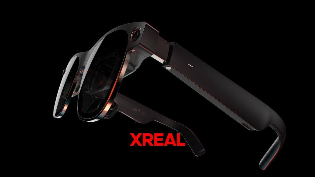 Promotional image of Xreal’s Air 2 Ultra augmented reality glasses.