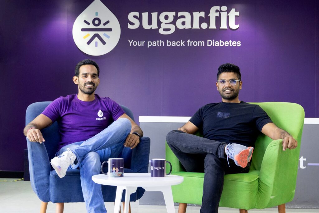 Photo of Shivtosh Kumar (left) and Madan Somasundaram, co-founders of Sugar.fit.