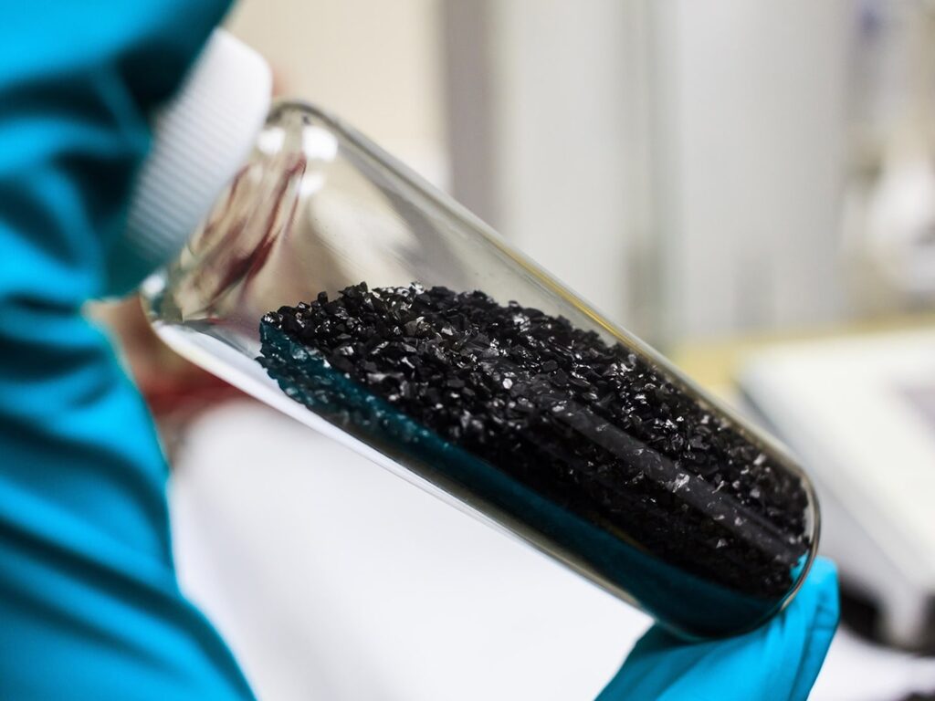 Photo of activated carbon.