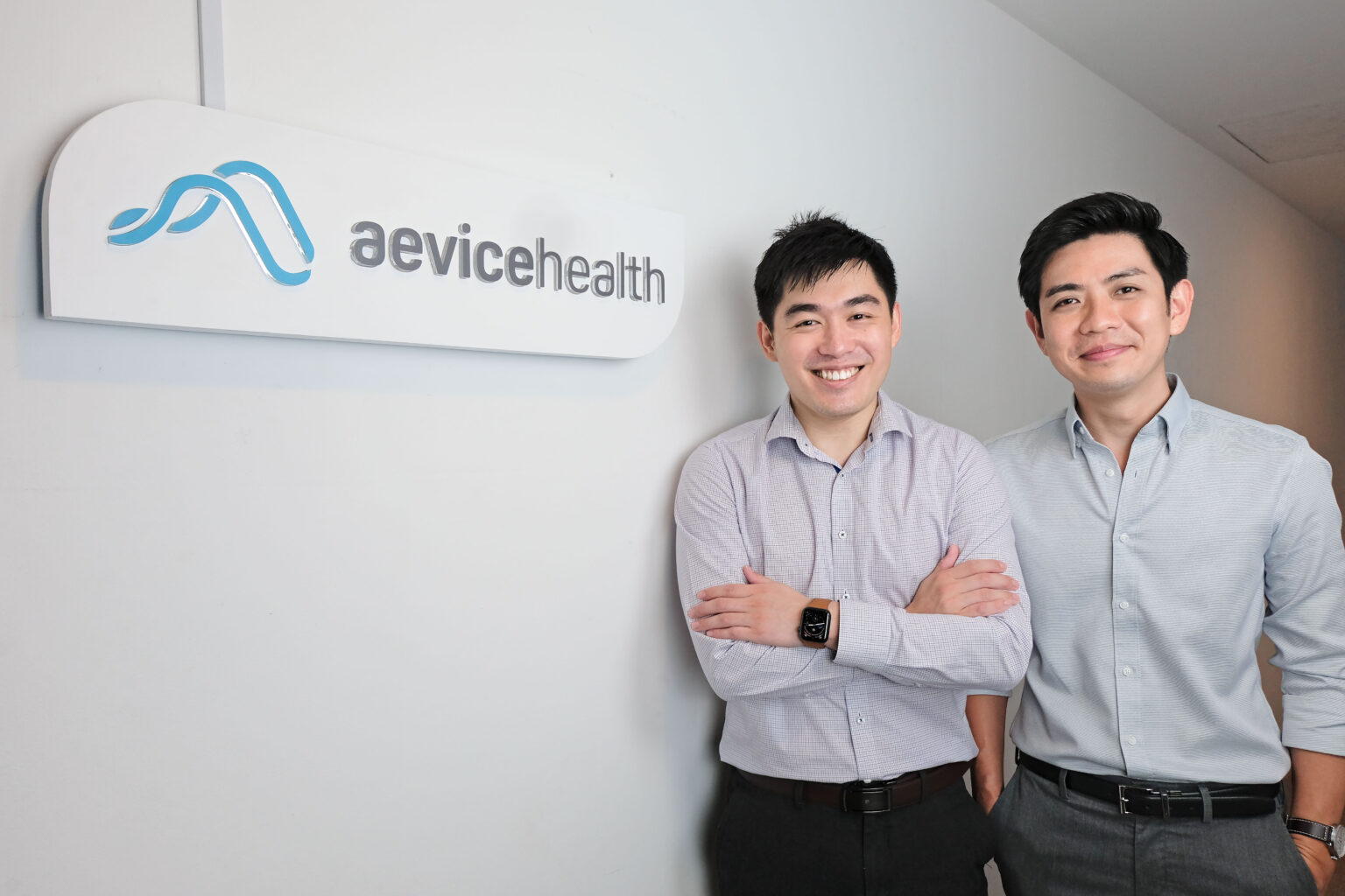 Photo of Adrian Ang, CEO of Aevice Health, and Rex Tan, CTO of Aevice Health. Photo courtesy of Aevice Health.