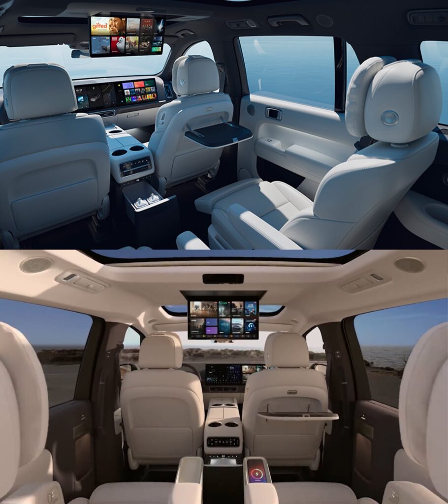 A comparison of the interiors of the Li Mega (bottom) and L9 vehicle models.