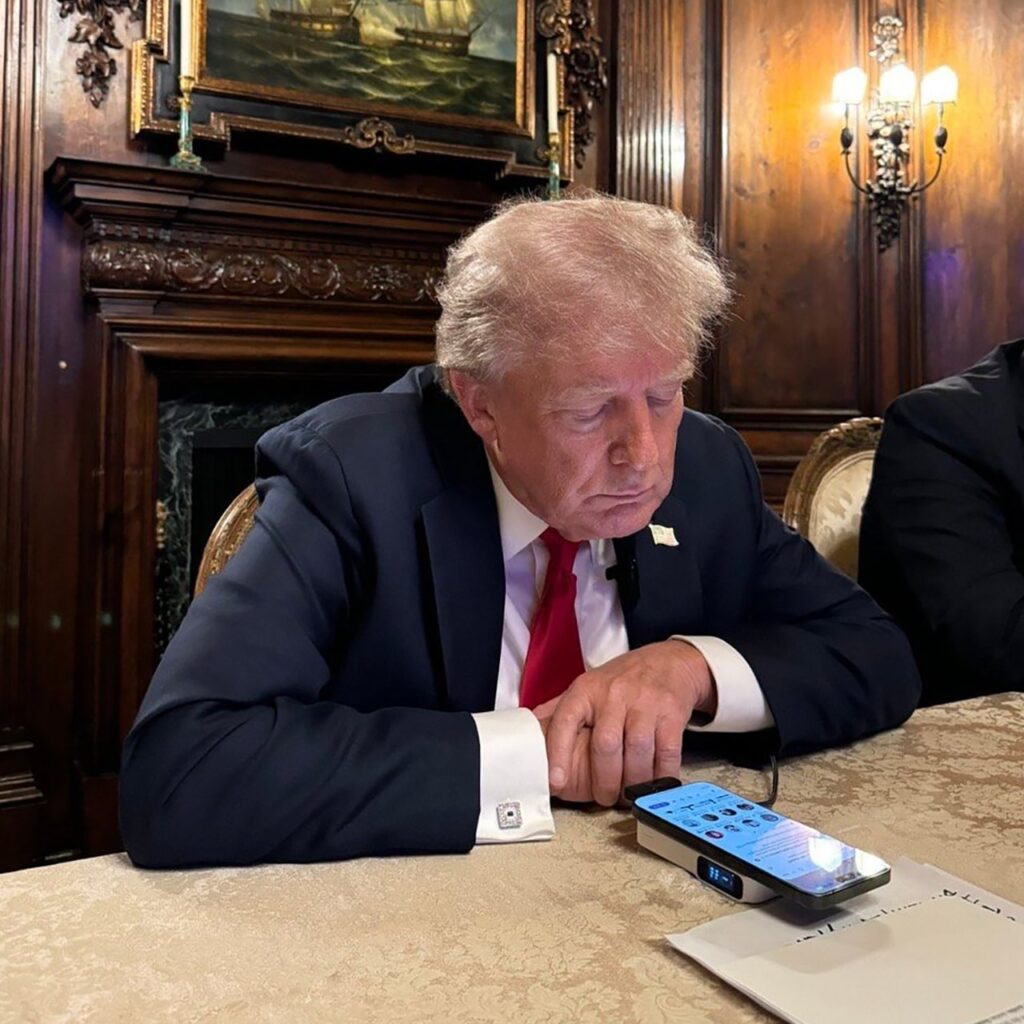 Former US president Donald Trump was photographed using a power bank from Anker’s MagGo series during a virtual interview with Tesla and SpaceX figurehead Elon Musk.