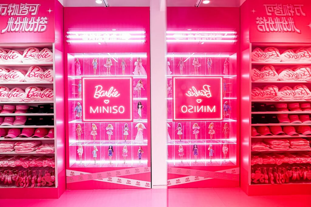 Photo of a Barbie-themed Miniso store in China. Since their October 2023 launch, Miniso’s Barbie-inspired stores and products have gained popularity in markets like Vietnam and China.