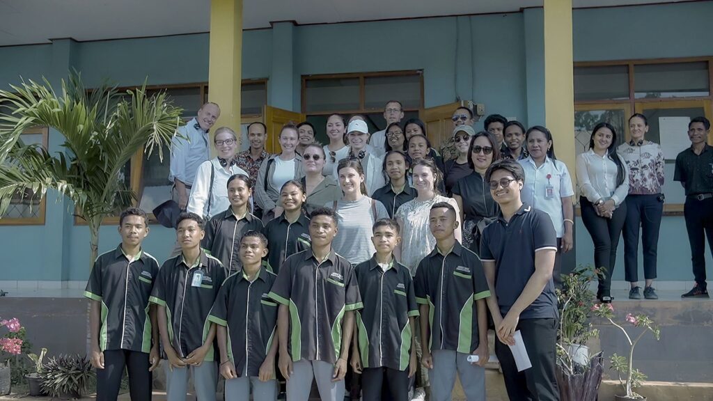 Photo of representatives from Cakap and UNDP’s Catalytic Fund, during their visit to the SMKS Reformasi Plus 1 facility in Kupang, Indonesia.