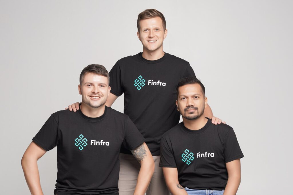 From left to right: Reinis Simanovskis, Markus Prommik, and Varun Rathi. The trio serves as CTO, CEO, and COO of Finfra, respectively.