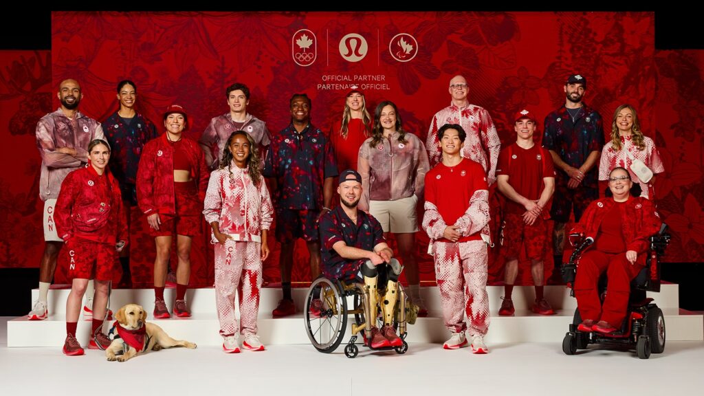 Photo of Canadian athletes in the Lululemon-designed summer kit for the recent games in Paris.