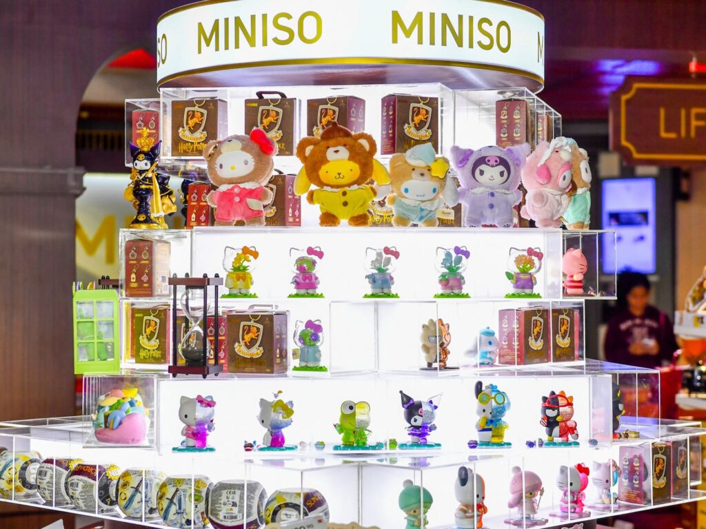 Photo of blind box products on display at Miniso’s Funan pop-up store.