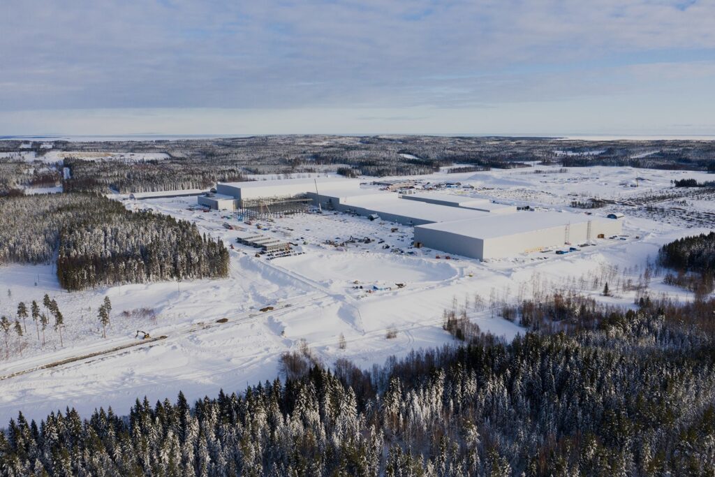 Photo of Northvolt Ett, a battery factory set up by Northvolt in Skelleftea, Sweden.