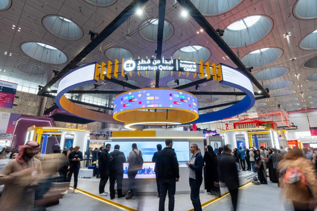 Photo of the Startup Qatar pavilion at Web Summit Qater 2025.