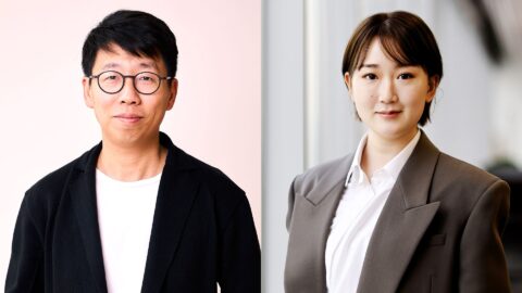 Jack Zhang (left), CEO of Airwallex, and Lucy Liu, president of Airwallex. Image from KrASIA’s archive.