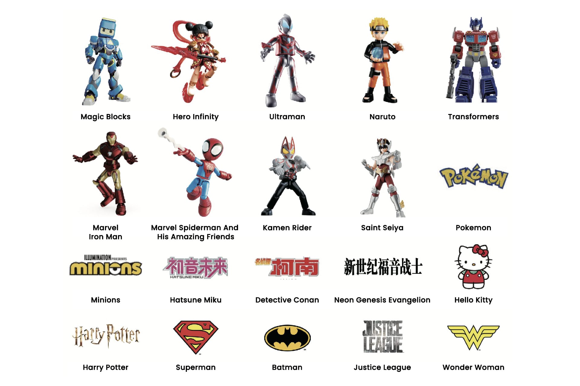 A roster of IPs licensed by Bloks Group.