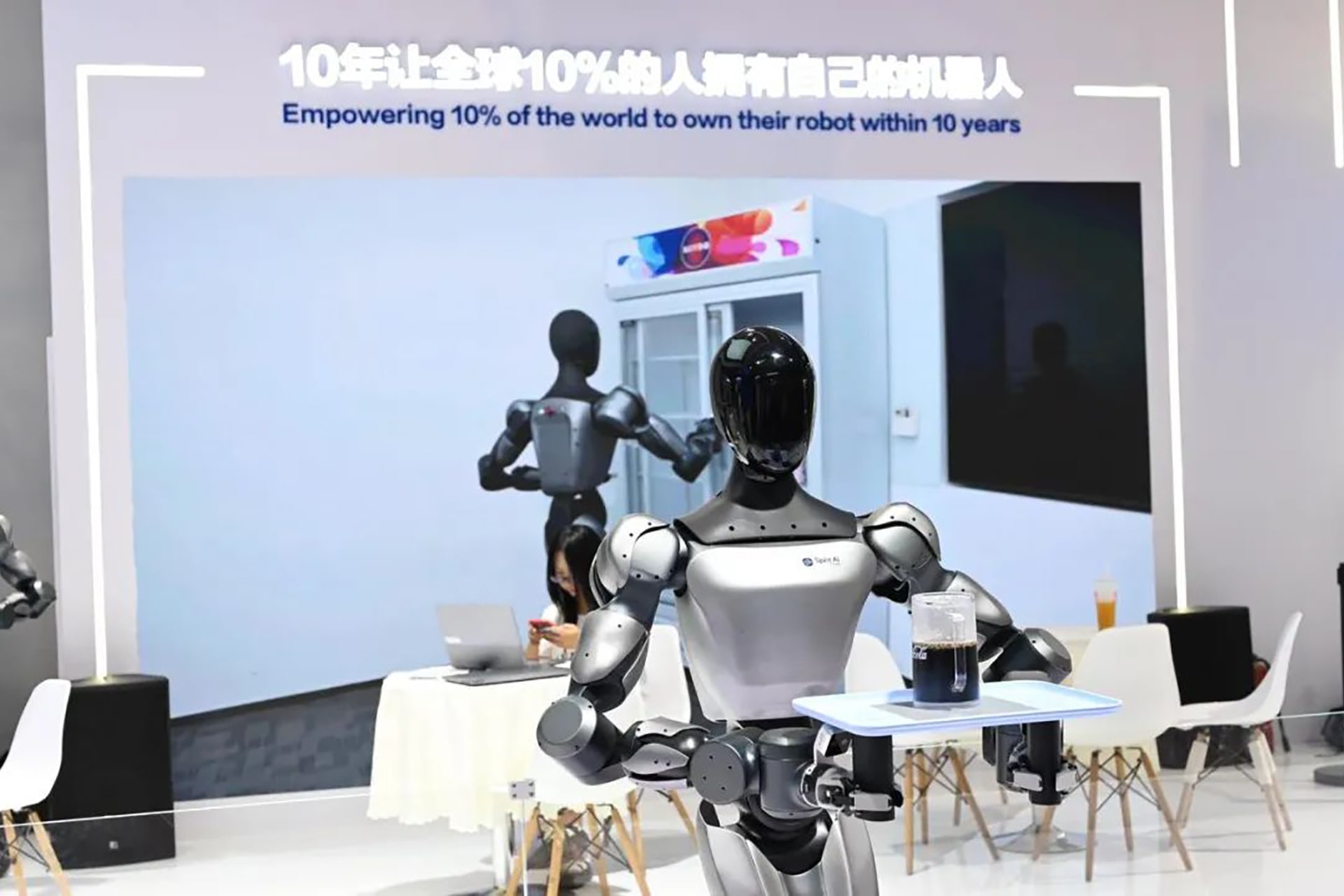 Spirit AI’s Moz1 humanoid robot (pictured), demonstrated in various scenarios at WRC 2025.