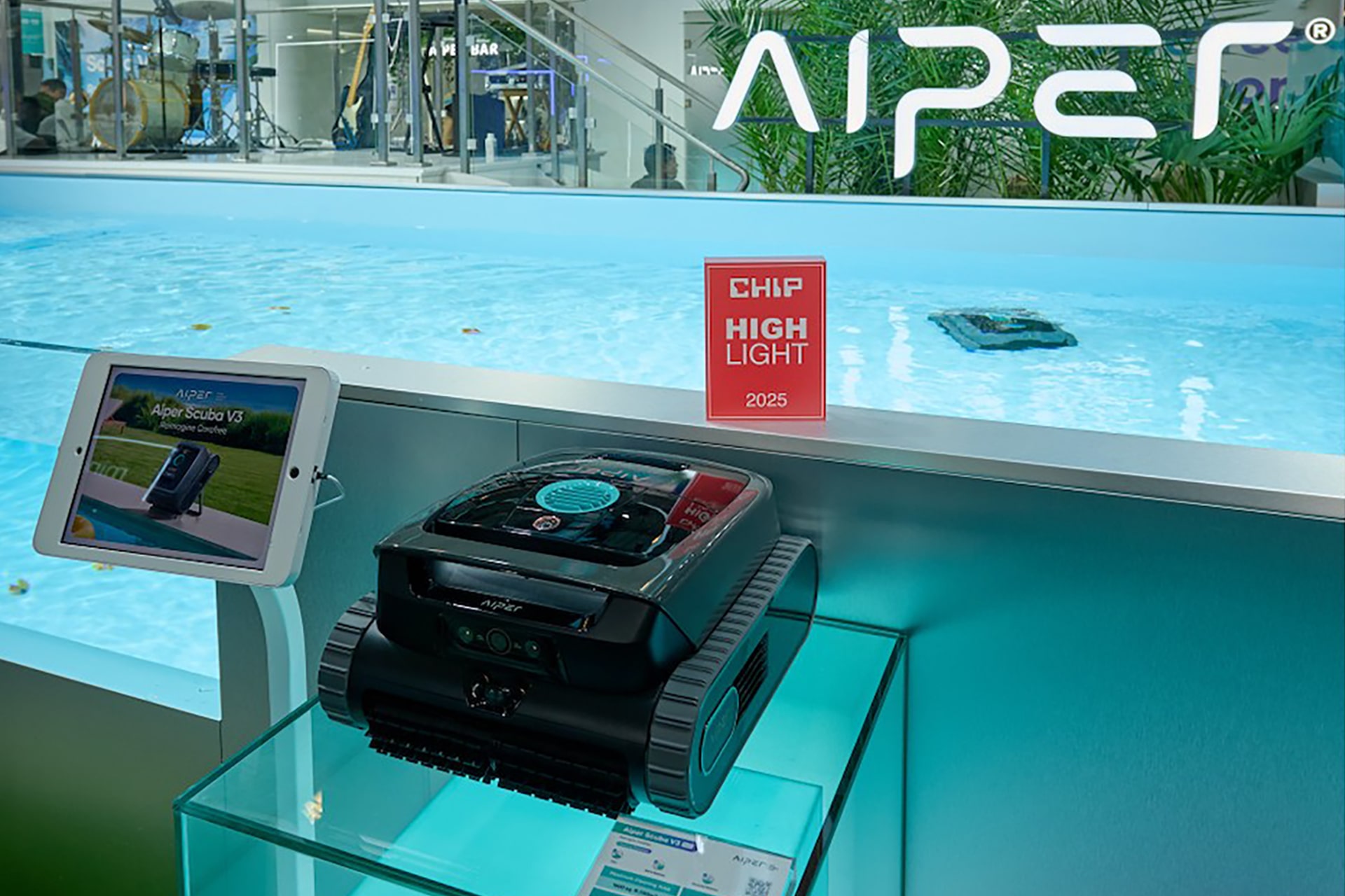 Photo of Aiper’s Scuba V3 pool cleaning robot.