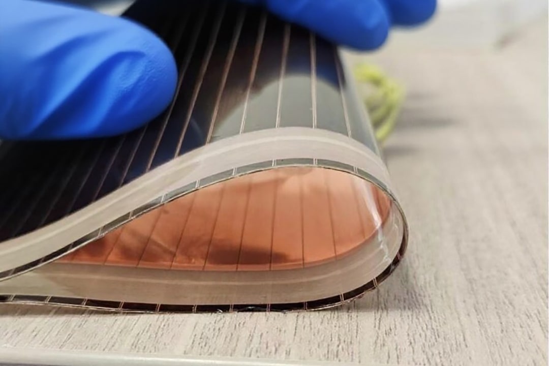 Photo of the “world’s thinnest and most flexible perovskite solar cell," developed by Bilight Innovation.
