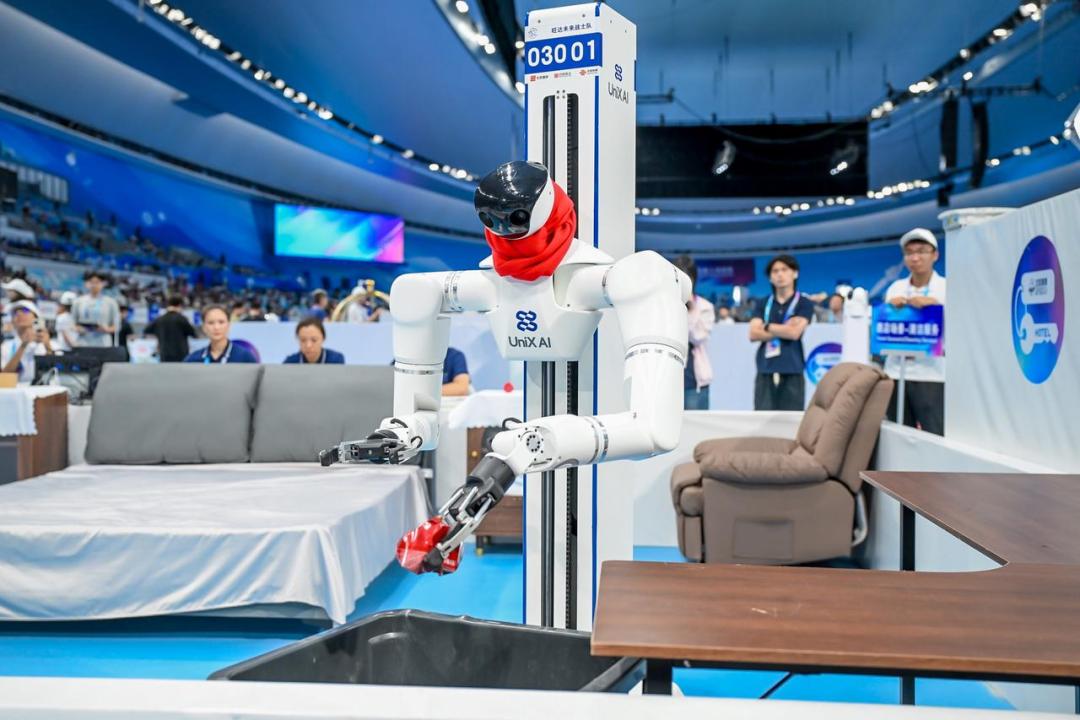 Photo of Unix AI’s third-gen robot at the World Humanoid Robot Games.