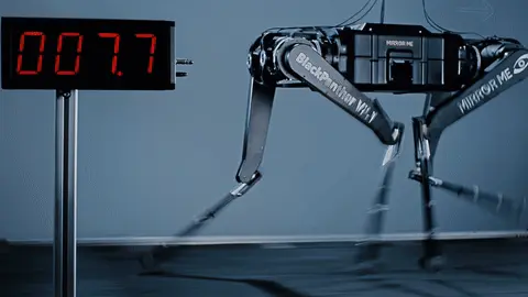 Mirror Me’s Black Panther 2.0 robot (pictured) accelerating to a speed of over ten meters per second within seconds.