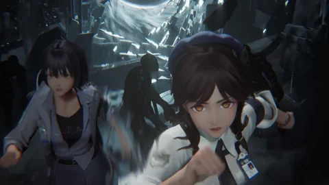 A sequence showing Hollowone and Sayuki rushing to escape the dimension where Hollowone’s final SEAL assessment is taking place before it becomes overwhelmed by mindrot.