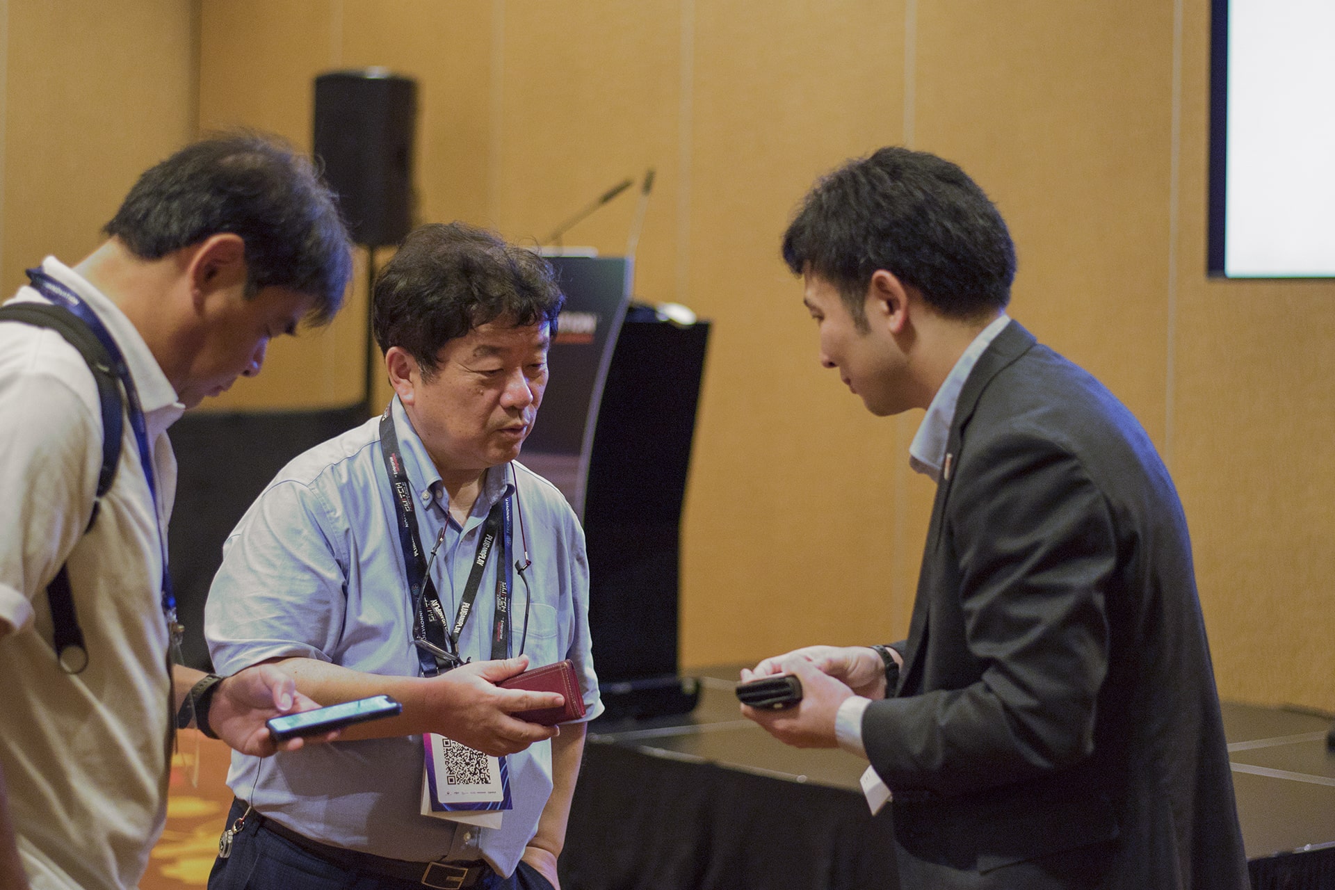 TechInnovation 2025 attendees speak with the host and speakers following the KSAC showcase.