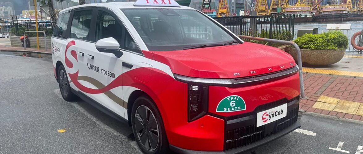 Hong Kong taxi operator SynCab runs a fleet of electric vehicles from SAIC Motor’s Maxus brand. Photo source: SynCab.