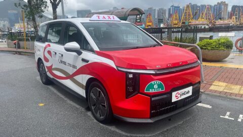 Hong Kong taxi operator SynCab runs a fleet of electric vehicles from SAIC Motor’s Maxus brand. Photo source: SynCab.