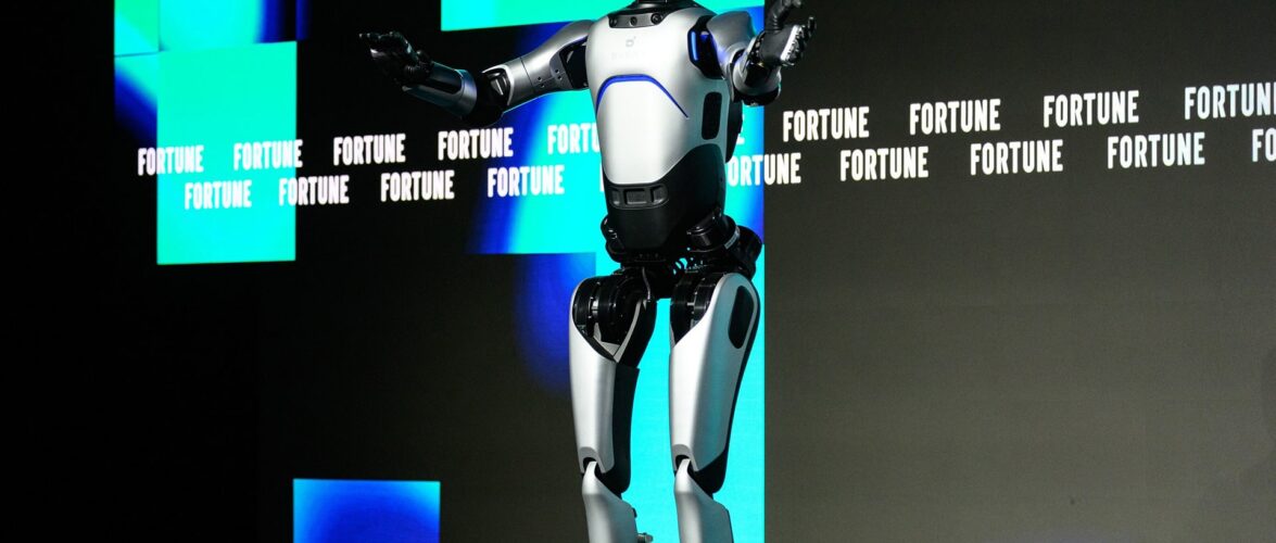 Agibot’s A2 service-oriented humanoid robot, showcased at the Fortune Brainstorm Design 2025 event. Photo courtesy of Agibot.