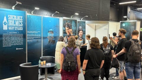 Gamercury AI’s booth at Gamescom 2025, where it showcased upcoming game title Detective Sherlock: Shadow Stalker. Photo courtesy of Gamercury AI.