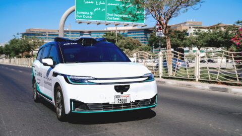A sixth-generation RT6 autonomous vehicle operated by Baidu’s Apollo Go in Dubai, UAE. Photo courtesy of the company.