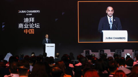 Mohammad Ali Rashed Lootah, president and CEO of Dubai Chambers, speaking at the inaugural Dubai Business Forum in Beijing in 2024. Photo source: Dubai Chambers.