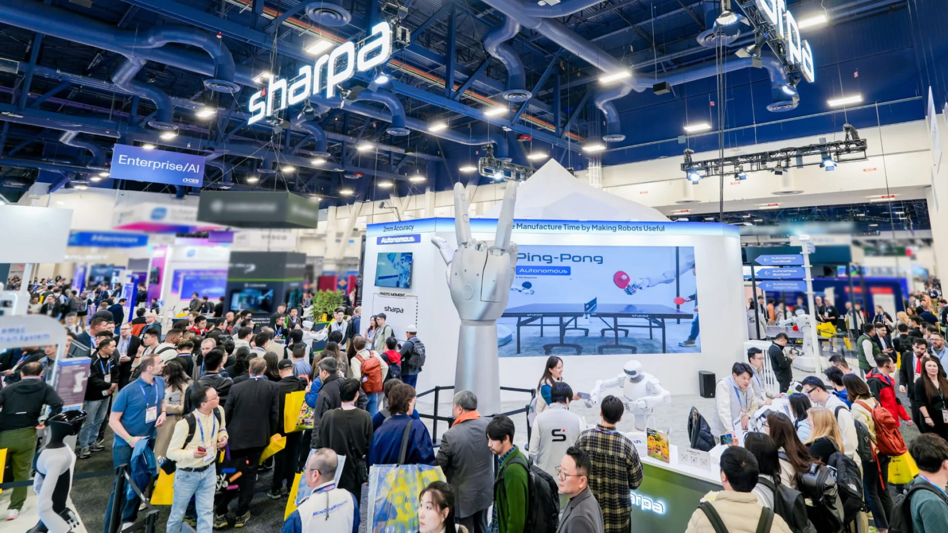 Photo shows Sharpa’s booth at CES 2026.