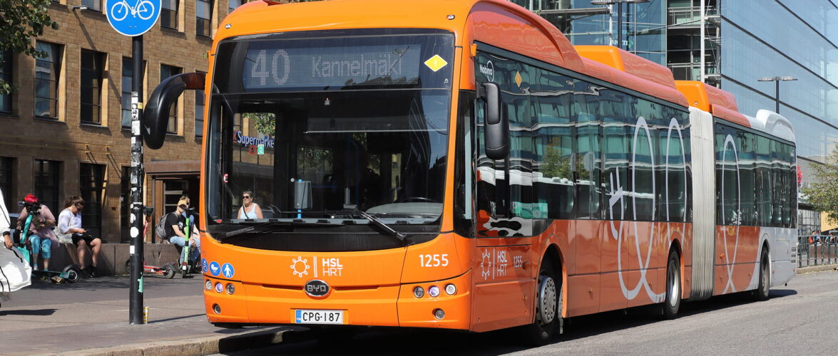 An electric BYD bus operating in Helsinki, Finland. Photo source: Dreamstime (<a href="https://www.dreamstime.com/rolandm_info" style="border-bottom: 1px solid #1266f1; text-decoration: none;" onmouseover="this.style.color='#1266f1'" onmouseout="this.style.color=''">Roland Magnusson</a>, ID: 254286385).