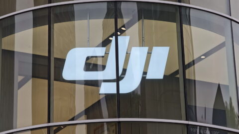 DJI’s logo on display at its flagship store in Xintiandi, Shanghai. Photo source: Dreamstime (<a href="https://www.dreamstime.com/wgang818_info" style="border-bottom: 1px solid #1266f1; text-decoration: none;" onmouseover="this.style.color='#1266f1'" onmouseout="this.style.color=''">Gang Wang</a>, ID: 371187944).