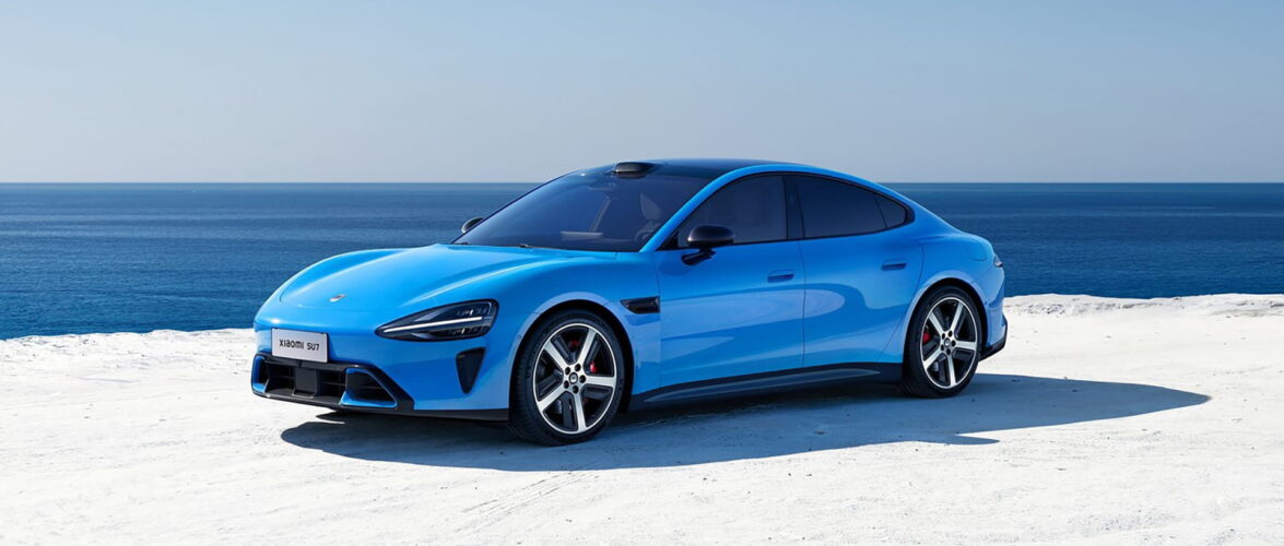 Xiaomi’s SU7 electric vehicle, in the new “Coastal Blue” colorway. Image source: Xiaomi.
