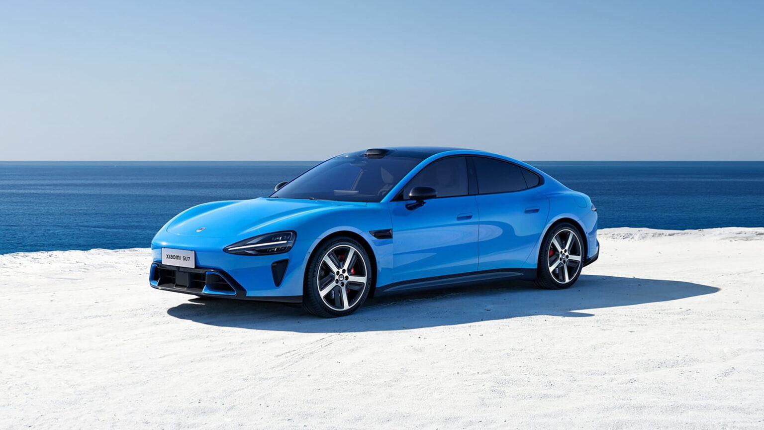 Xiaomi’s SU7 electric vehicle, in the new “Coastal Blue” colorway. Image source: Xiaomi.